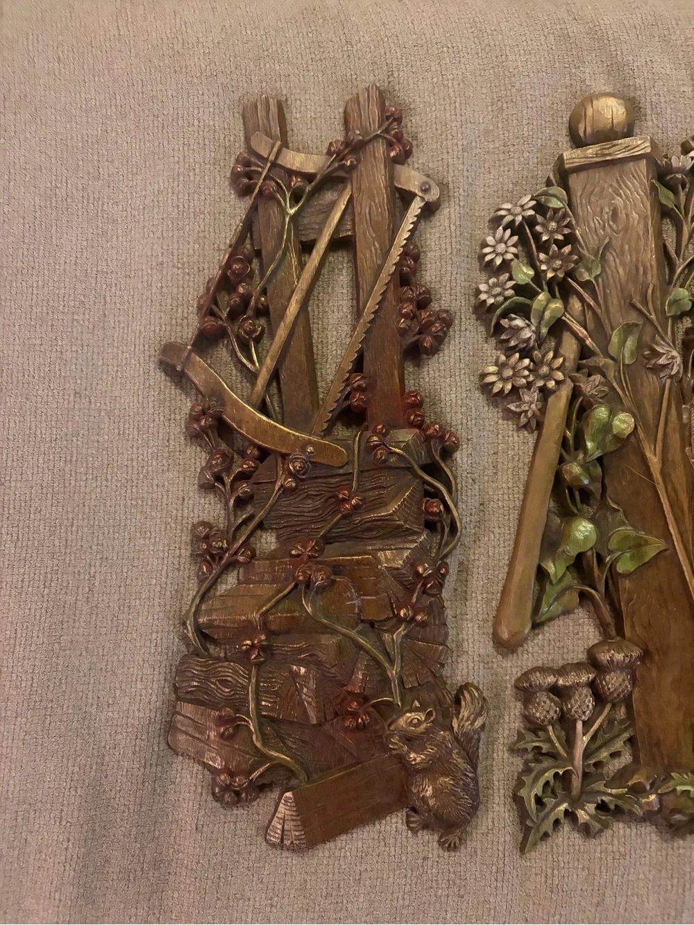 Set of 3 Vintage Cottagecore Wall Decor with squirrel, mailbox, flowers